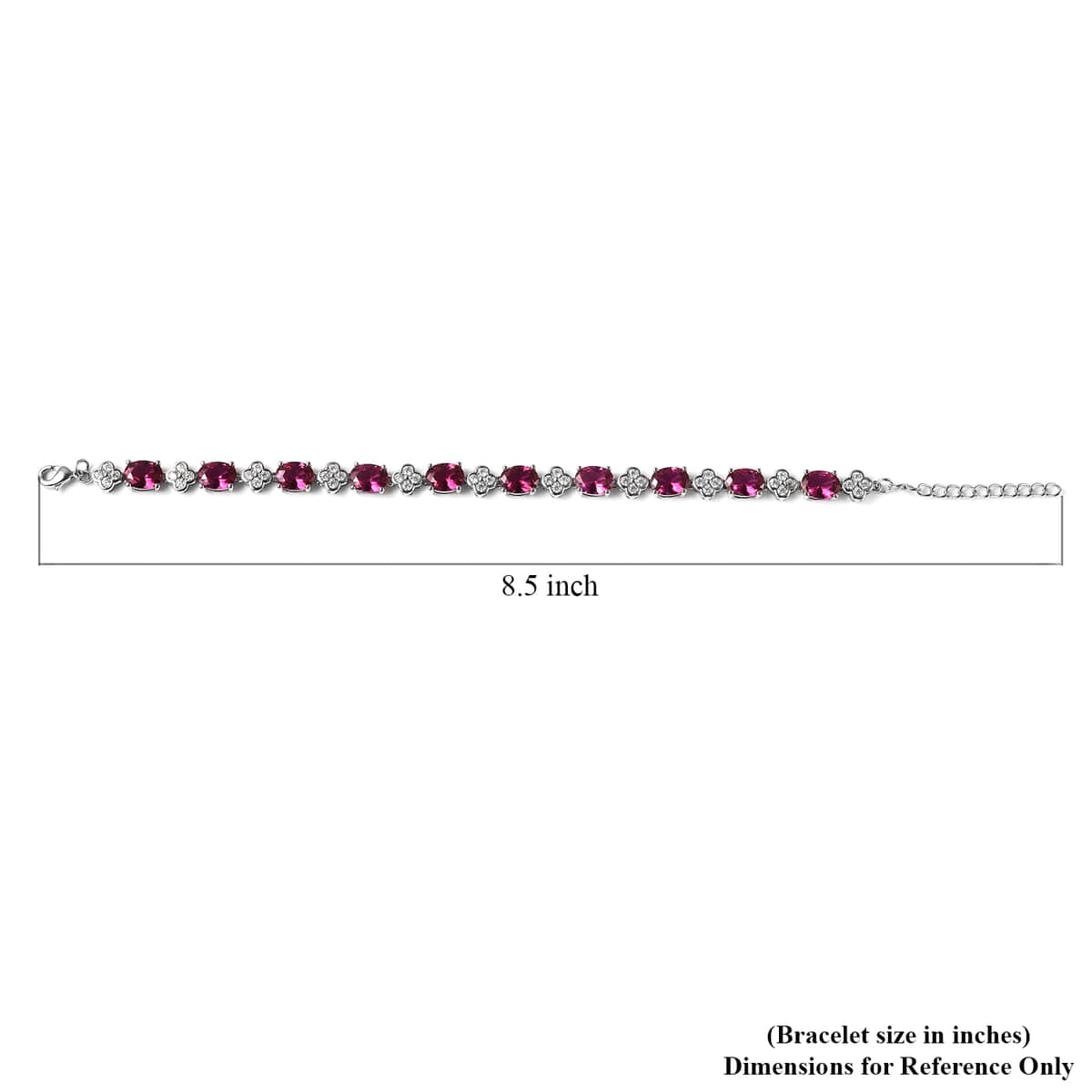 Simulated Ruby and Simulated Diamond Tennis Bracelet in Silvertone (8.50 In) image number 6