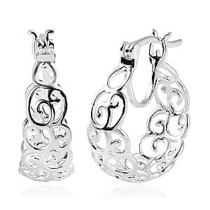 Sterling Silver Openwork Hoop Earrings 4 Grams