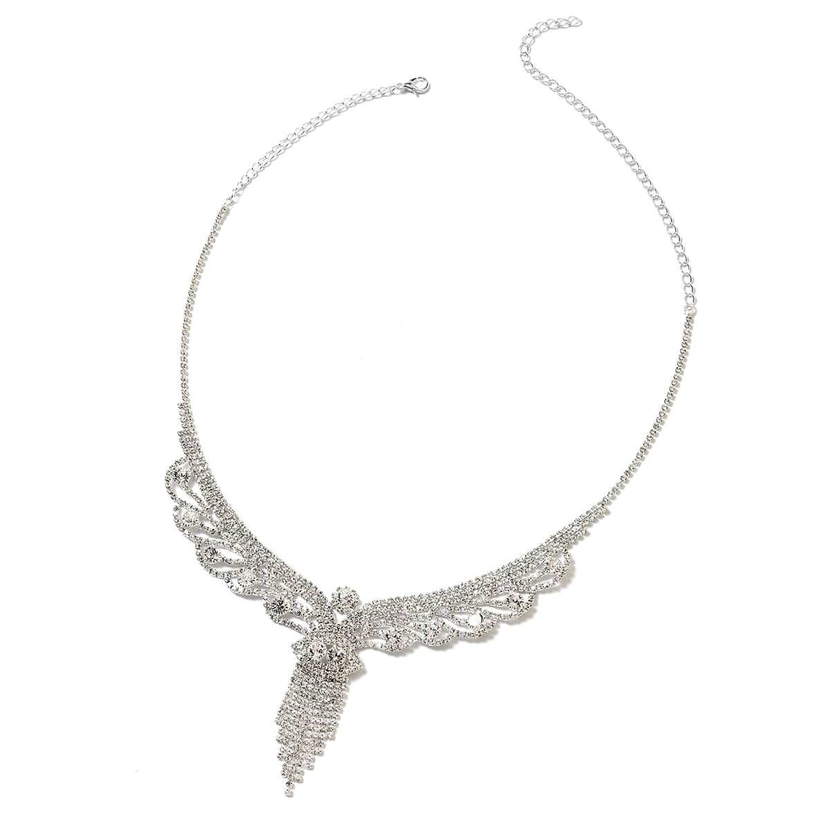 Austrian Crystal Drop Earrings Leaf Necklace in Silverton| Crystal Jewelry Set| Wedding Gifts For Women (20 Inches) image number 1
