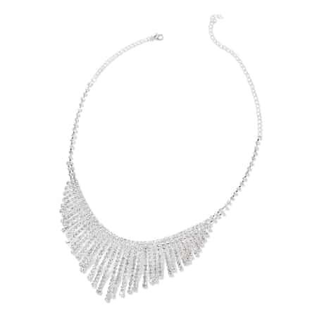 Austrian Crystal Earrings and Waterfall Necklace (16-22 in) in Silvertone image number 1