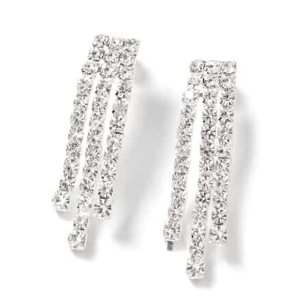Austrian Crystal Earrings and Waterfall Necklace (16-22 in) in Silvertone image number 4