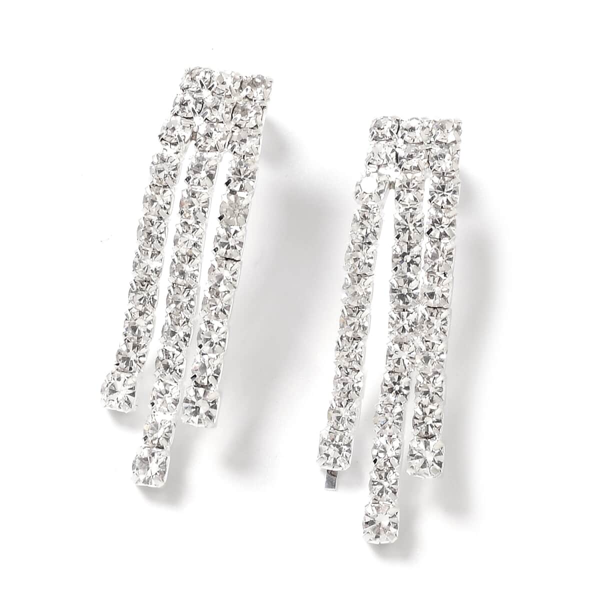 Austrian Crystal Earrings and Waterfall Necklace (16-22 in) in Silvertone image number 4