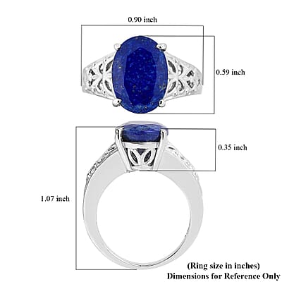 Lapis Lazuli 6.00 ctw Openwork Solitaire Ring in Stainless Steel (Size 11.0)