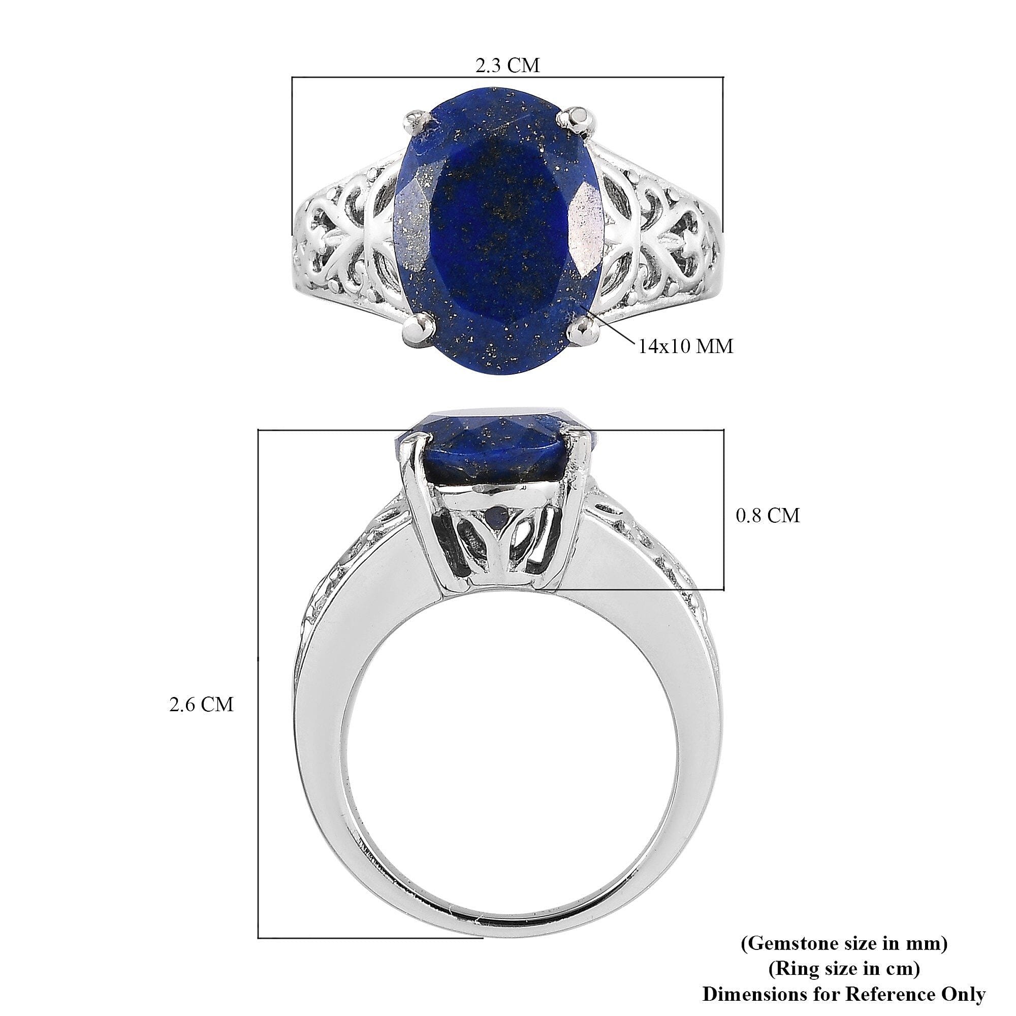 Lapis Lazuli 6.00 ctw Openwork Solitaire Ring in Stainless Steel (Size 11.0)