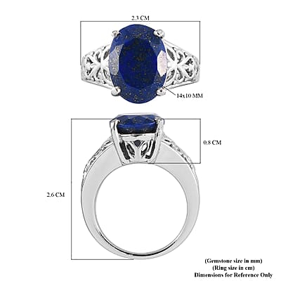 Lapis Lazuli 6.00 ctw Openwork Solitaire Ring in Stainless Steel (Size 11.0)