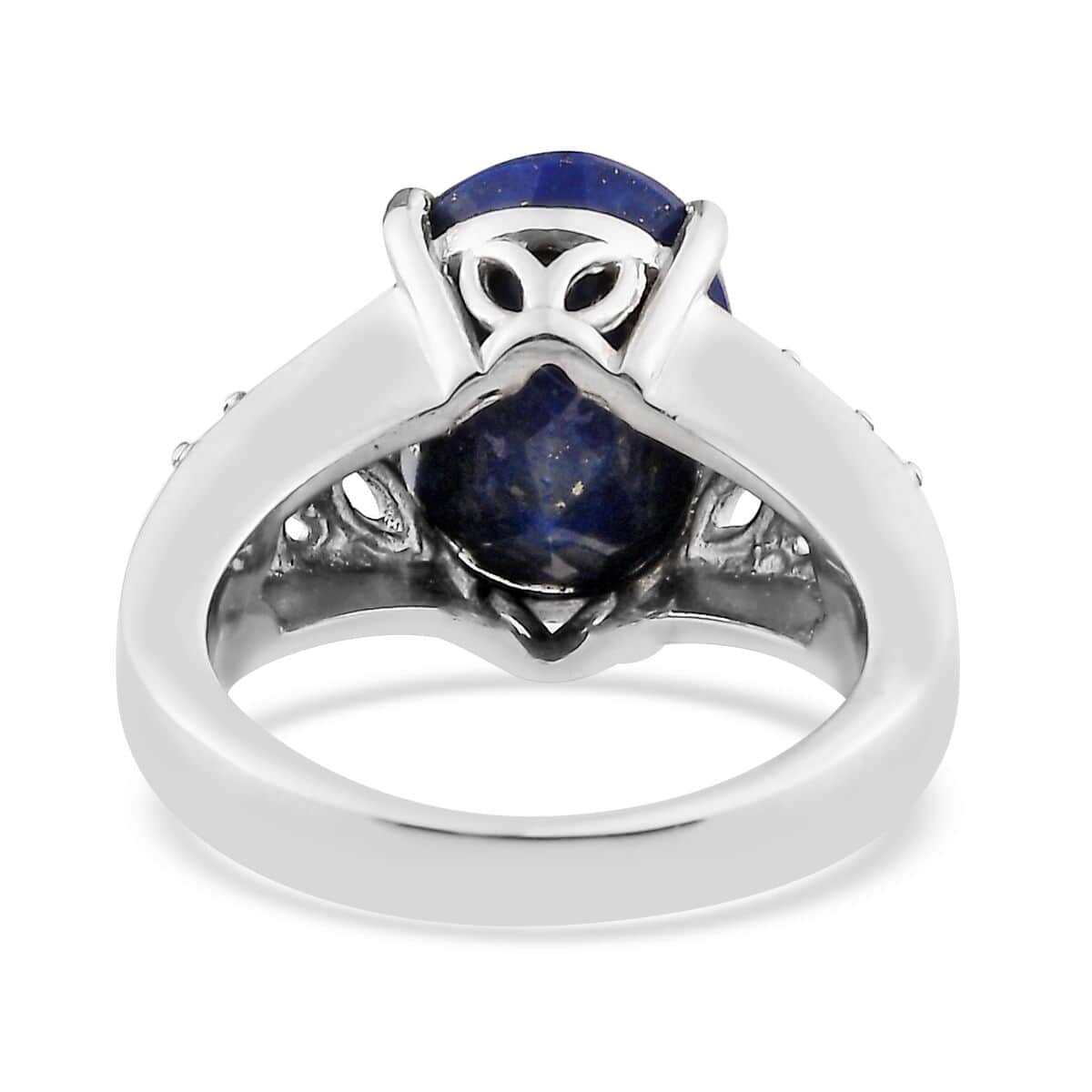 Lapis Lazuli 6.00 ctw Openwork Solitaire Ring in Stainless Steel (Size 7.0) image number 4