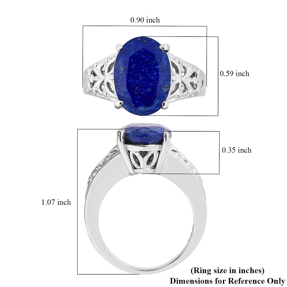 EverTrue Lapis Lazuli 6.00 ctw Openwork Solitaire Ring in Stainless Steel (Size 9.0)