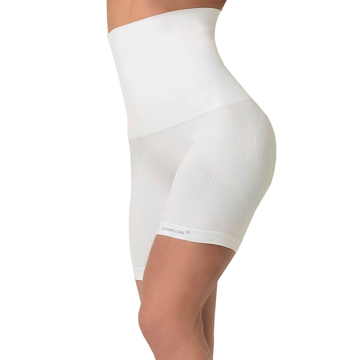 Sankom Patent Mid-Thigh Shaper with Pearl Fibers (S/M, White) image number 0
