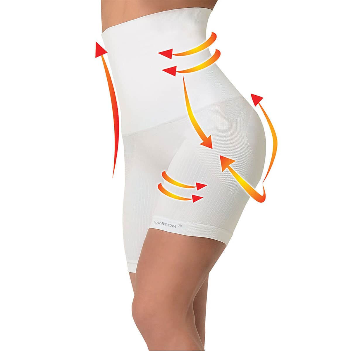 Sankom Patent Mid-Thigh Shaper with Pearl Fibers (S/M, White) image number 1