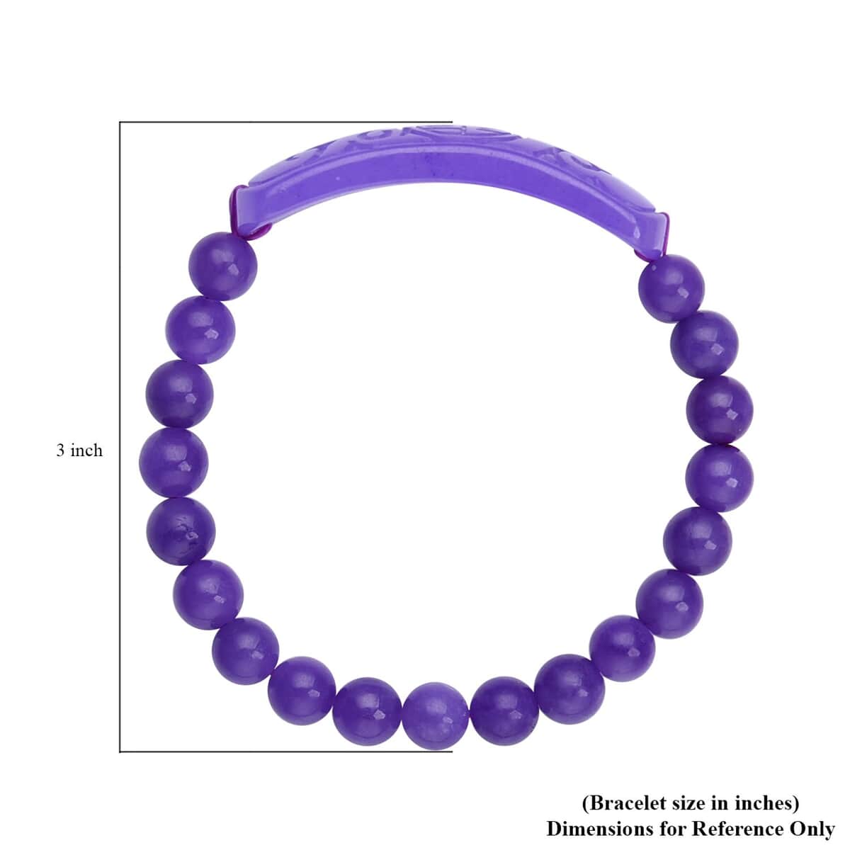 Purple Jade (D) Bead Stretch Bracelet , Carved Jade Bracelet , Jade Bar Bracelet , Jade Stretch Bracelet 142.00 ctw image number 3