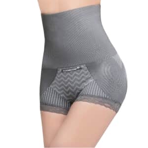 SANKOM Patent Lace Brief Shaper with Bamboo Fibers (L/XL, Gray)