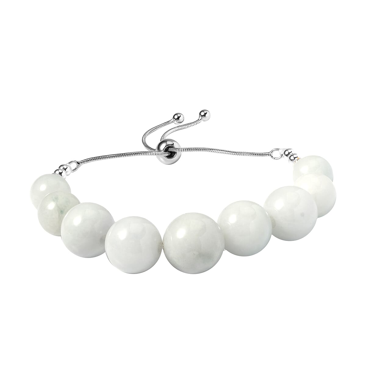 Natural Jade 38.85 ctw Beaded Bolo Bracelet in Sterling Silver image number 0