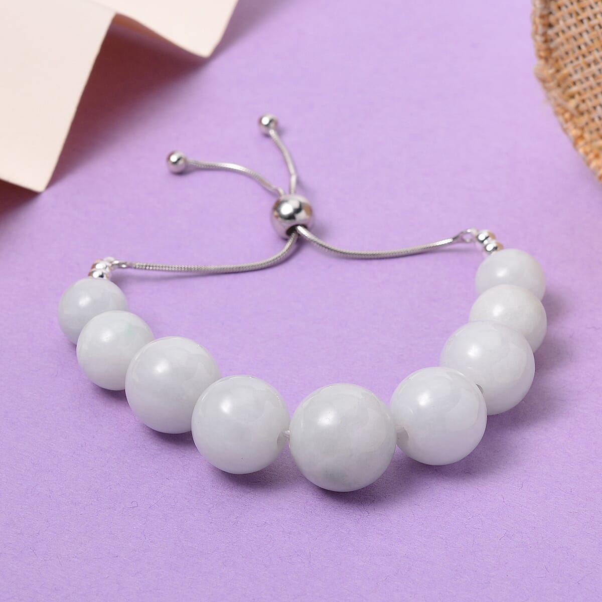 Natural Jade 38.85 ctw Beaded Bolo Bracelet in Sterling Silver image number 1