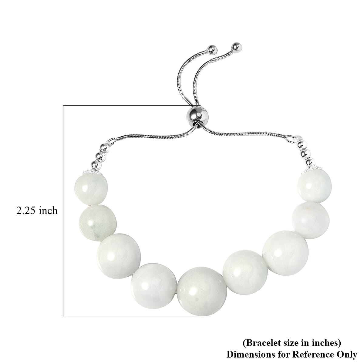 Natural Jade 38.85 ctw Beaded Bolo Bracelet in Sterling Silver image number 2