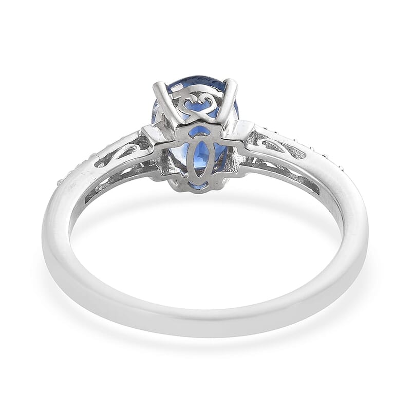 2.55 ctw Tibetan Kyanite and Cambodian Zircon Ring in Platinum Over Sterling Silver (Size 7)