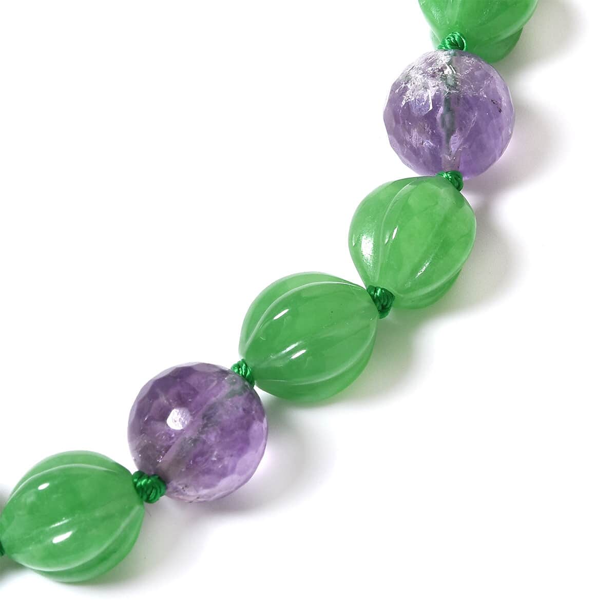 Green Jade (D) and Amethyst and Multi Gemstone Butterfly Necklace 24 Inch in Sterling Silver 606.50 ctw image number 2