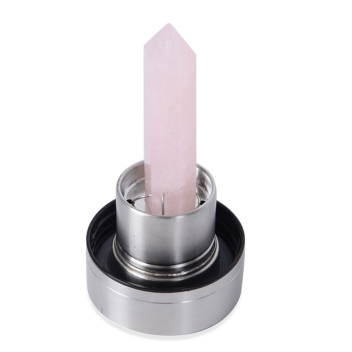 Glass Bottle with Rose Quartz Crystal (18.6 oz)