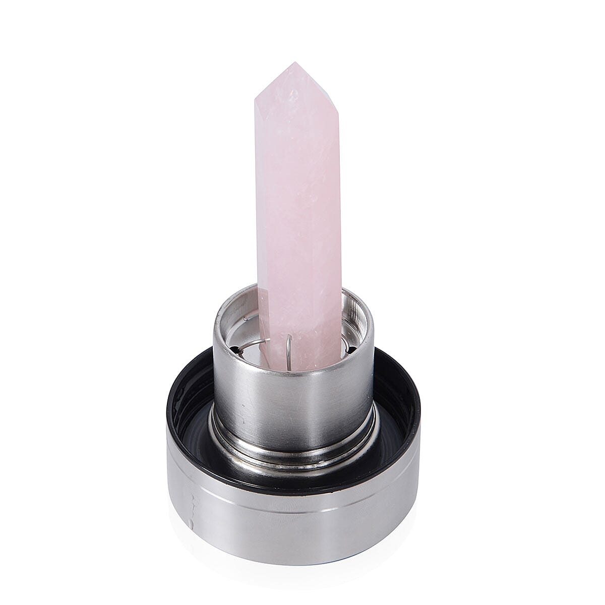 Glass Bottle with Rose Quartz Crystal (18.6 oz)