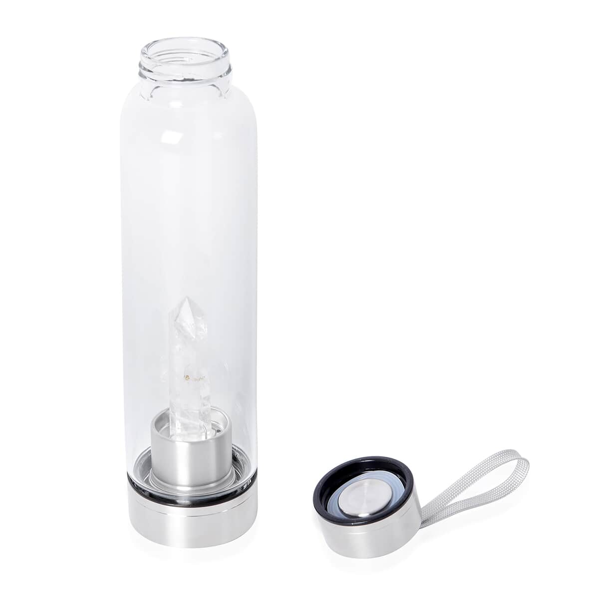Glass Bottle with Clear Quartz Crystal (18.6 oz) image number 4