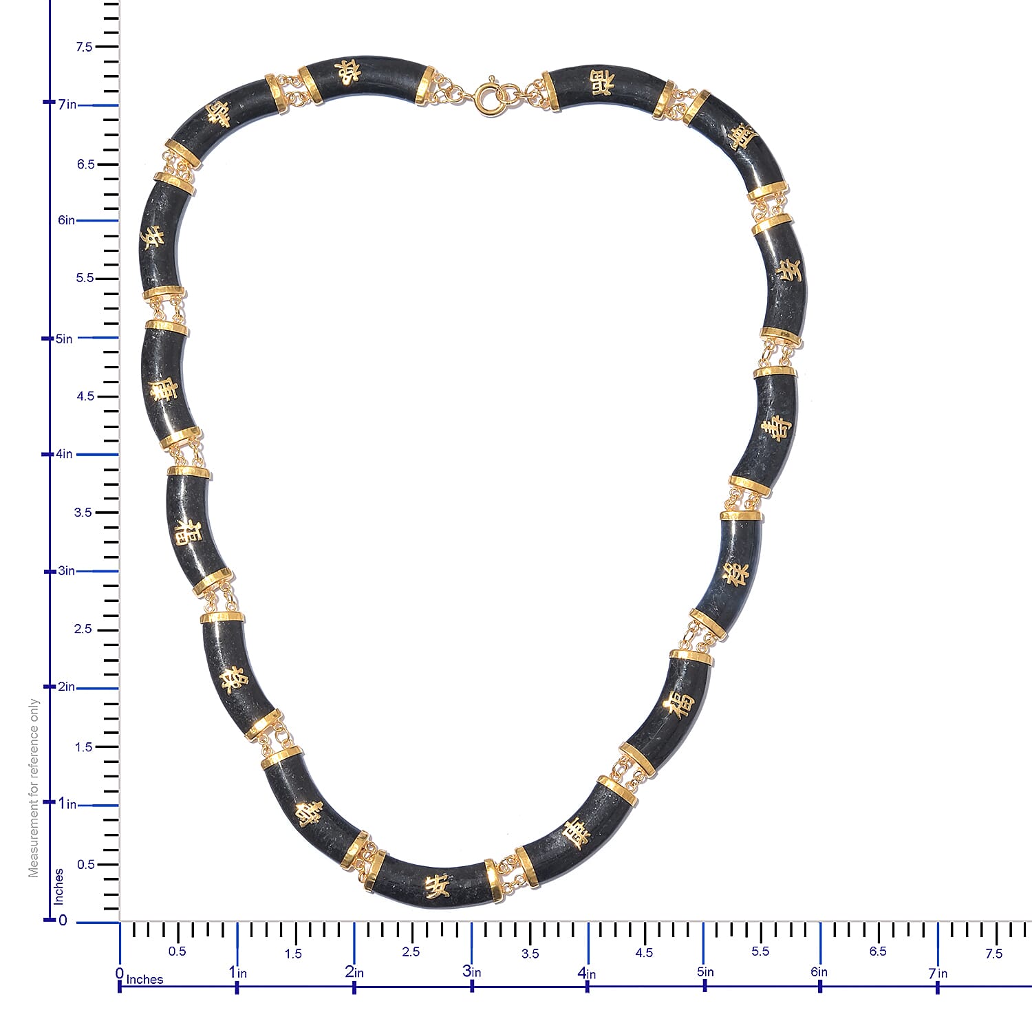 Black Jade (D) Necklace 20 Inches in Vermeil Yellow Gold Over Sterling Silver 175.00 ctw