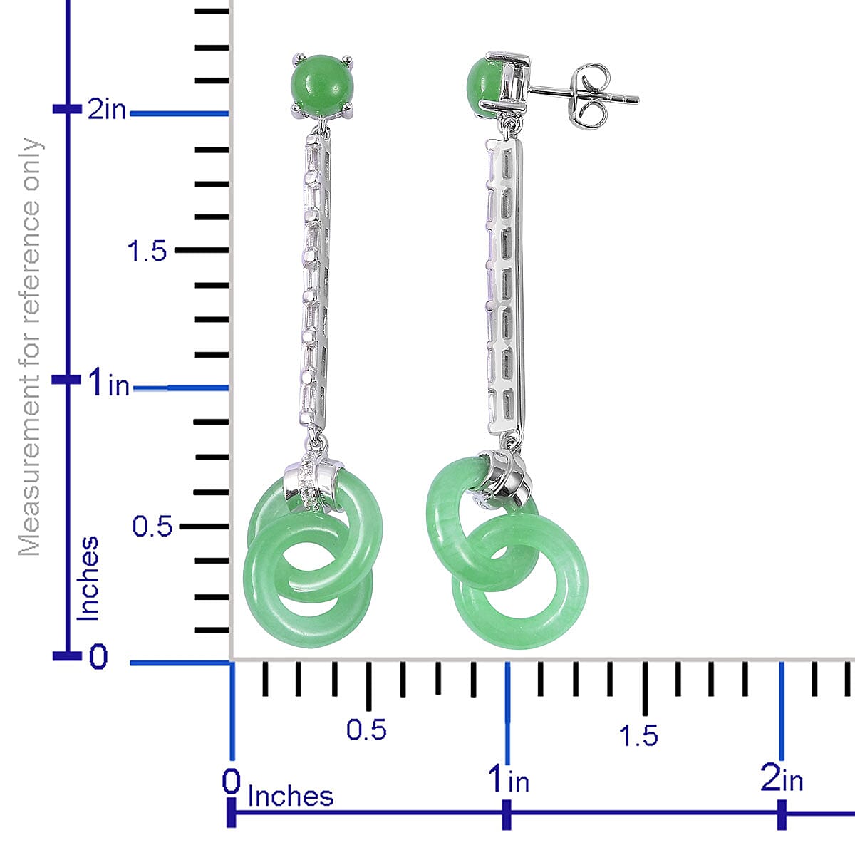 Green Jade (D) Carved, White Topaz Dangle Earrings in Sterling Silver 17.64 ctw image number 3