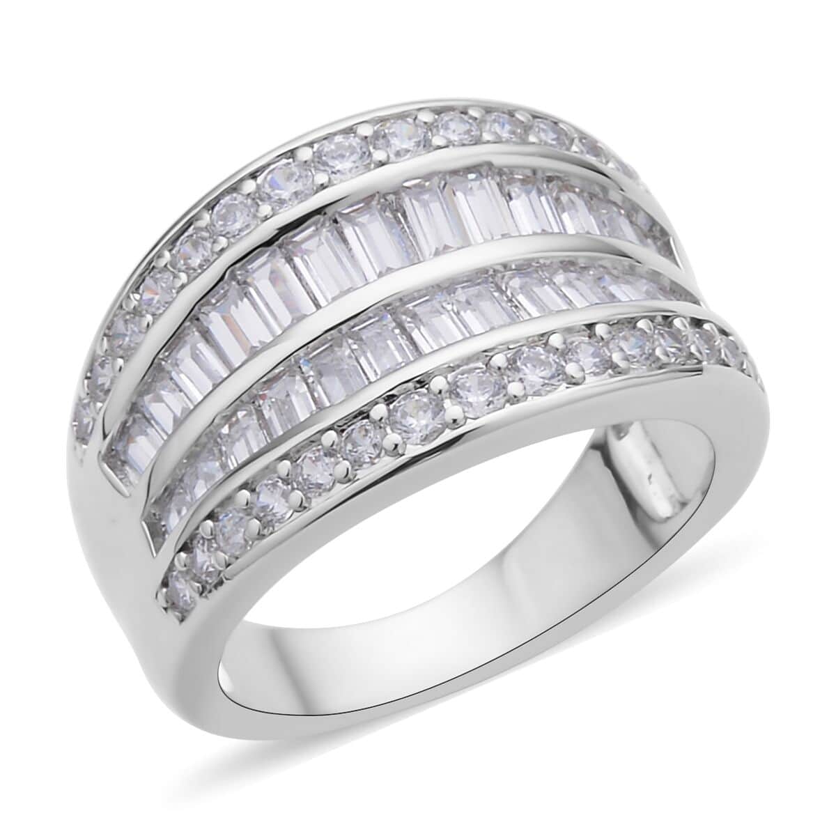 Simulated Diamond Ring in Silvertone (Size 5.0) 2.60 ctw image number 0