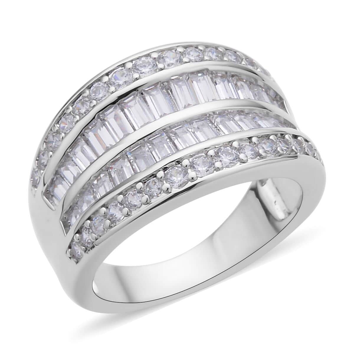Simulated Diamond Ring in Silvertone 2.70 ctw image number 0
