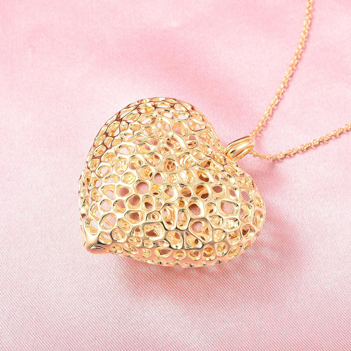 RACHEL GALLEY Amore Heart Pendant Necklace 30 Inches in 14K Yellow Gold Over Sterling Silver 28.85 Grams image number 1