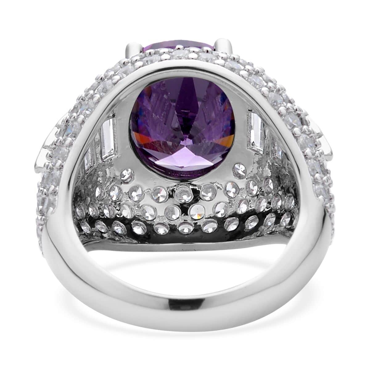 Simulated Purple and White Diamond Ring in Silvertone 12.00 ctw image number 4