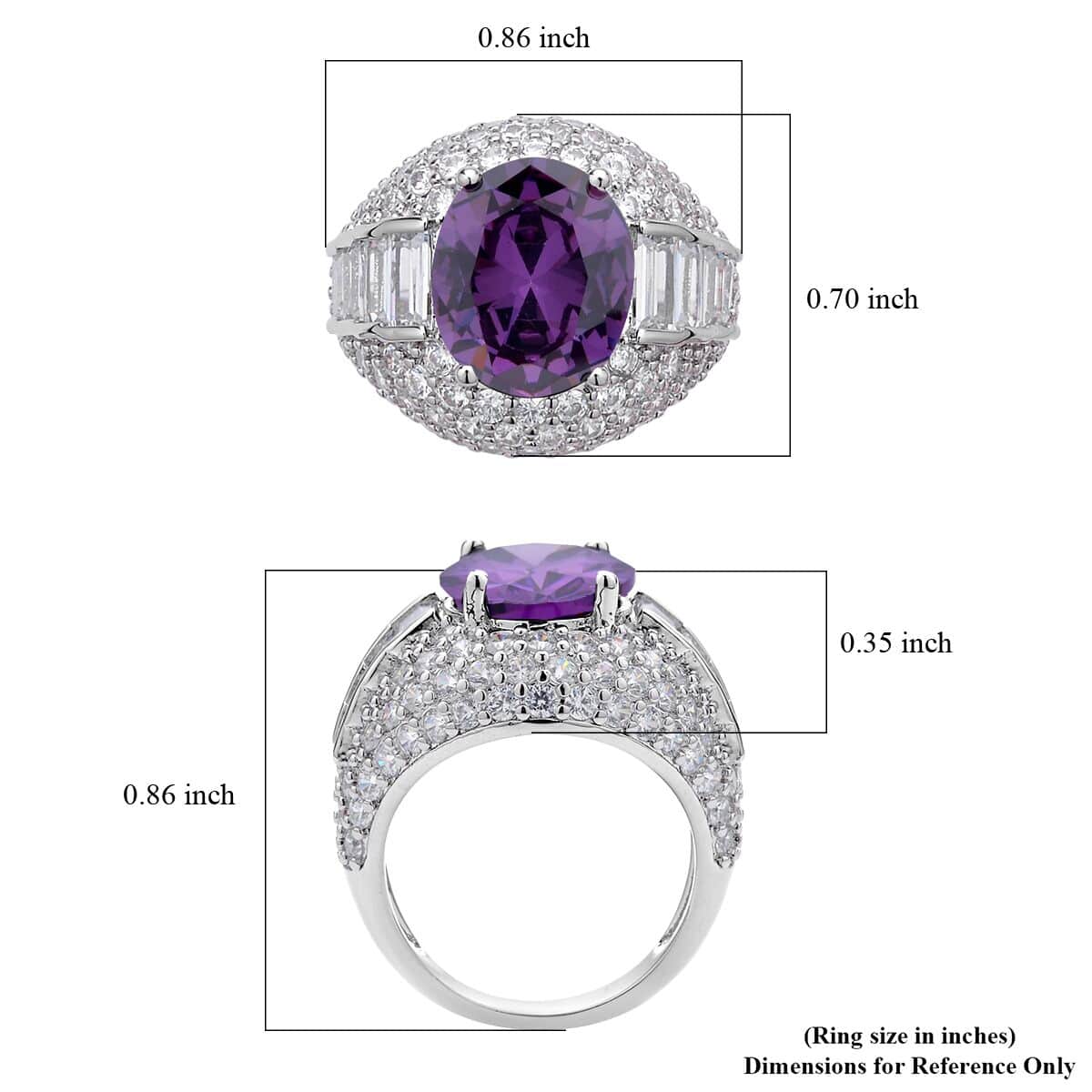 Simulated Purple and White Diamond Ring in Silvertone 12.00 ctw image number 5