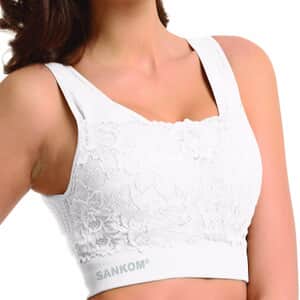 Sankom Patent Classic Support & Posture Lace Bra - M/L , White