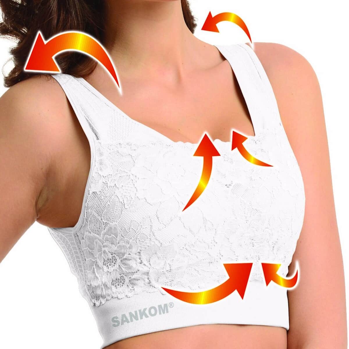 Buy SANKOM Patent Classic Support & Posture Lace Bra - M/L , White