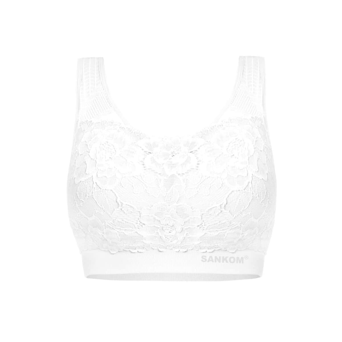 Sankom Patent Classic Support & Posture Lace Bra - M/L , White image number 2