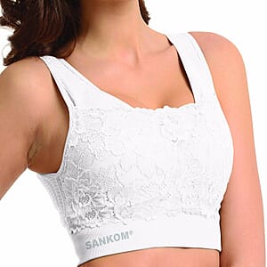 Sankom Patent Support & Posture Lace Bra (Classic)-L/XL | White 
