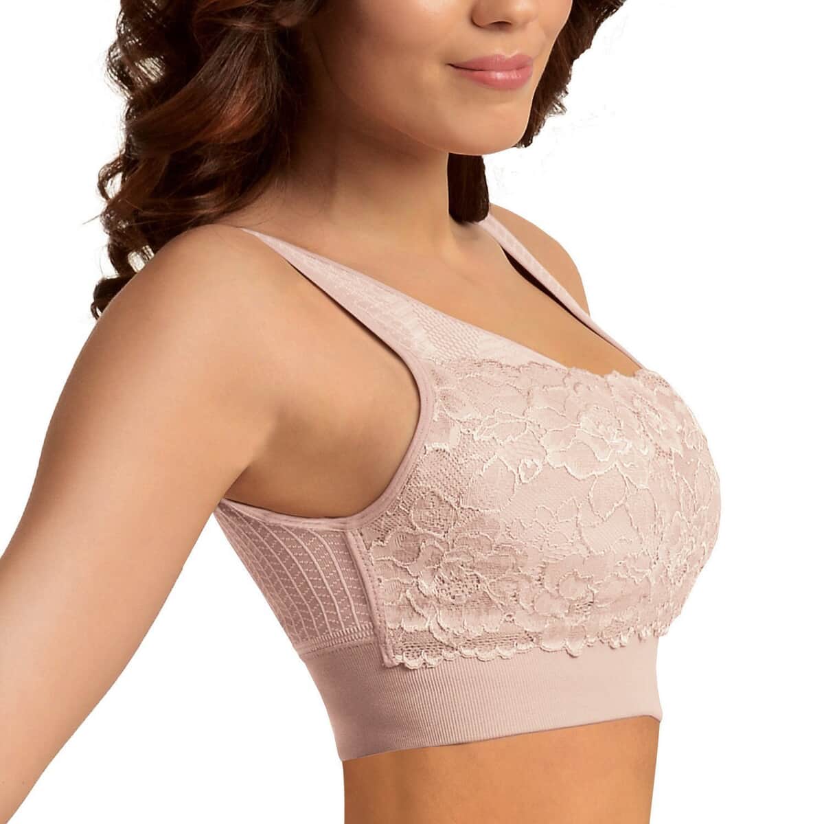 Sankom Patent Light Pink Classic Lace Posture Support Bra - S/M image number 0