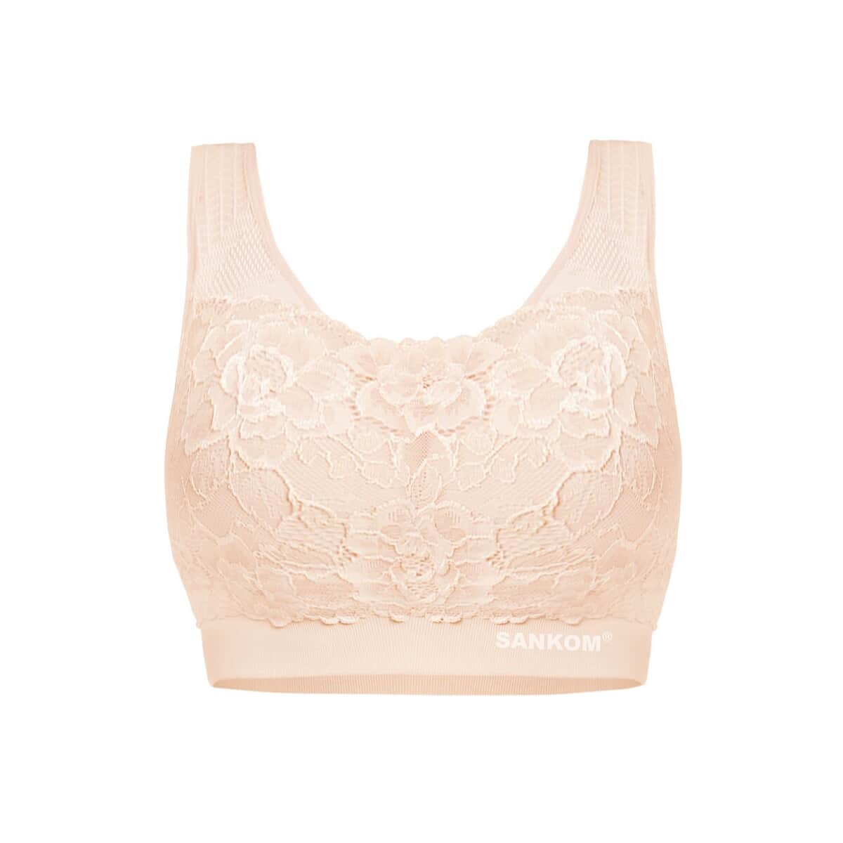 Sankom Patent Light Pink Classic Lace Posture Support Bra - S/M image number 2