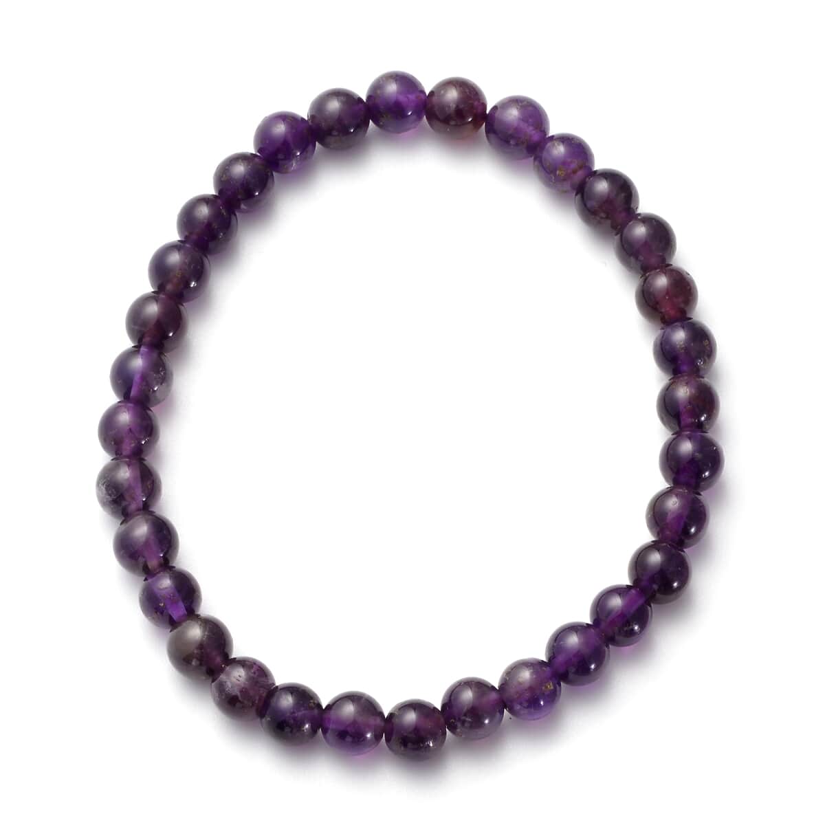 Amethyst Beaded Stretch Bracelet and Charm Bangle (7in) in Black Oxidized Stainless Steel 57.00 ctw image number 4