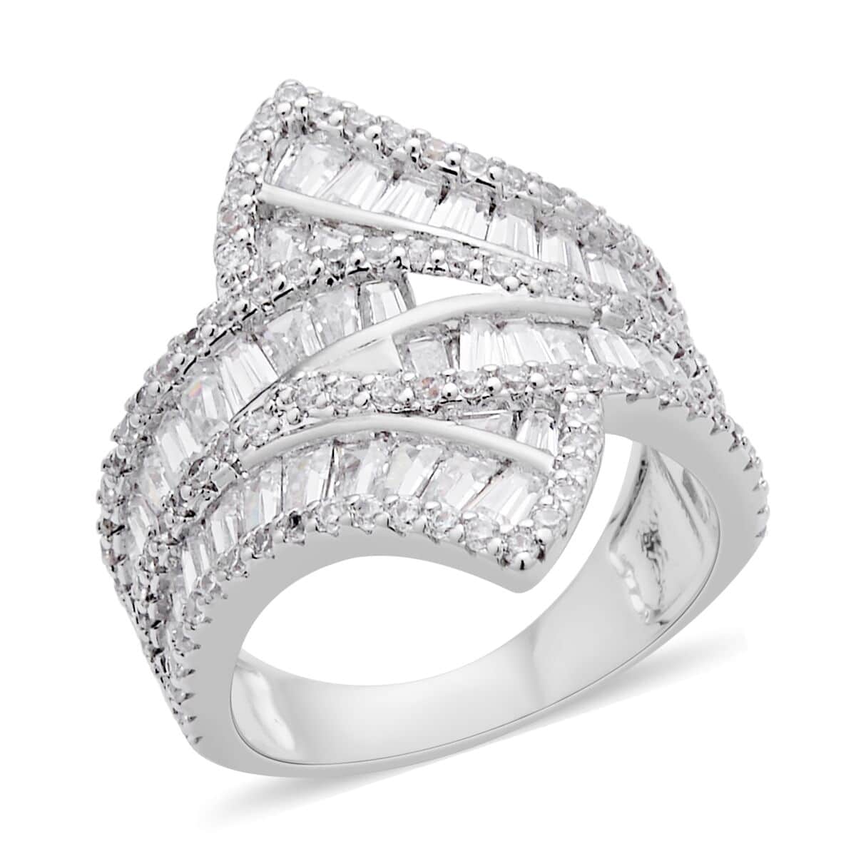 Simulated Diamond Ring in Silvertone 5.10 ctw image number 0