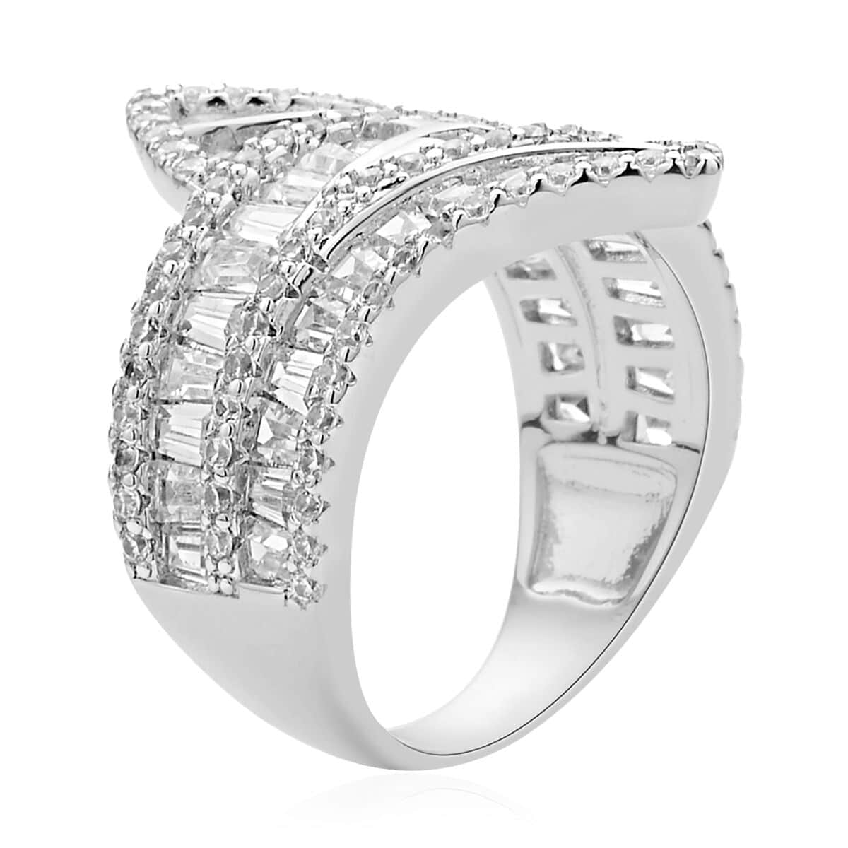 Simulated Diamond Ring in Silvertone 5.10 ctw image number 3