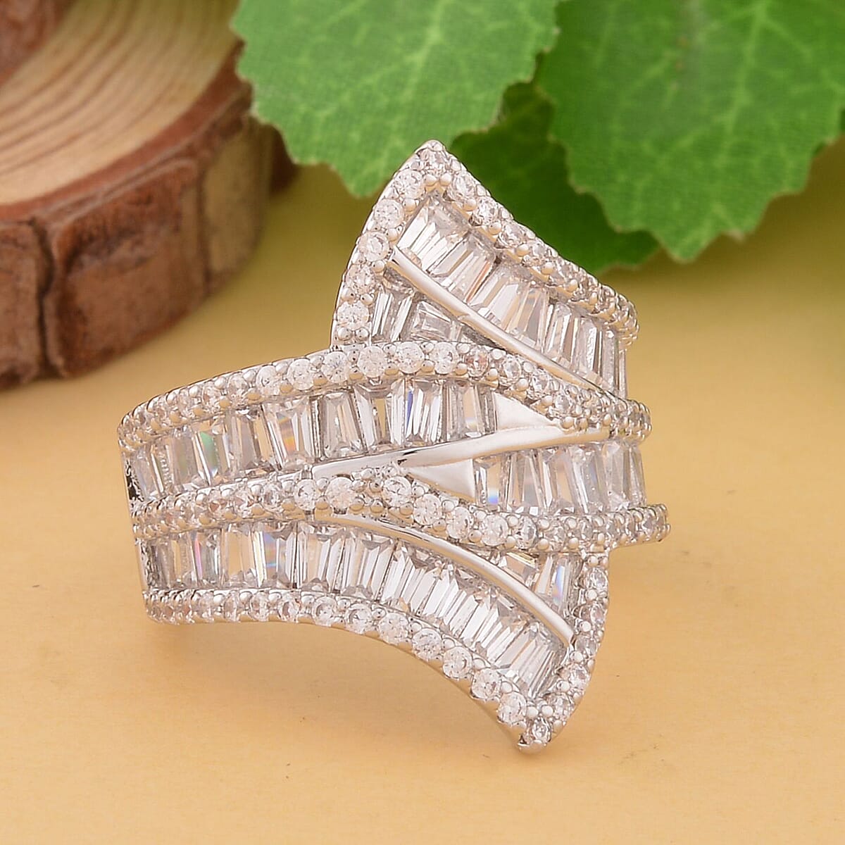 Simulated Diamond Ring in Silvertone (Size 6.0) 5.10 ctw image number 1