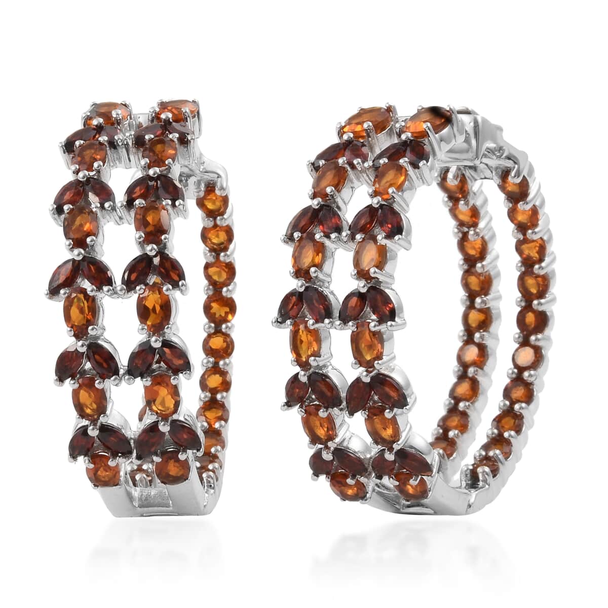 Santa Ana Madeira Citrine and Mozambique Garnet Inside Out Hoop Earrings in Platinum Over Sterling Silver 2.30 ctw image number 0