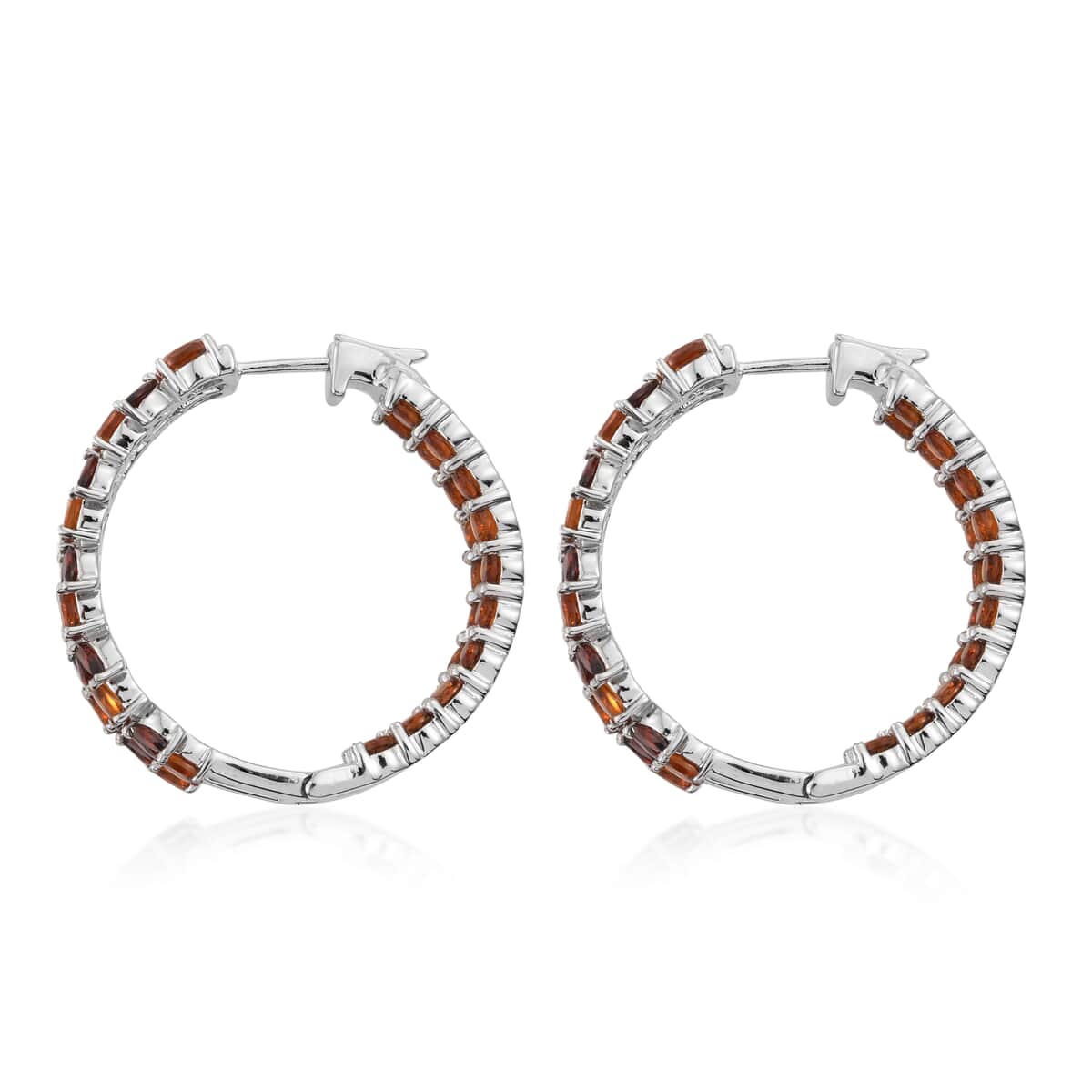 Santa Ana Madeira Citrine and Mozambique Garnet Inside Out Hoop Earrings in Platinum Over Sterling Silver 2.30 ctw image number 2