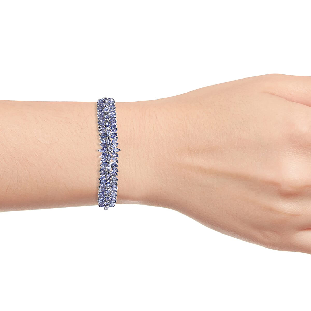 Tanzanite Bangle Bracelet in Platinum Over Sterling Silver 8 Inch 11.10 ctw image number 2