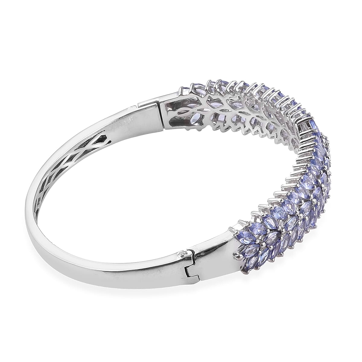 Tanzanite Bangle Bracelet in Platinum Over Sterling Silver 8 Inch 11.10 ctw image number 3