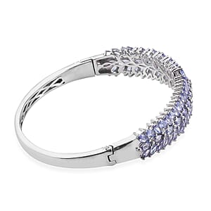Tanzanite Bangle Bracelet in Platinum Over Sterling Silver 8 Inch 11.10 ctw