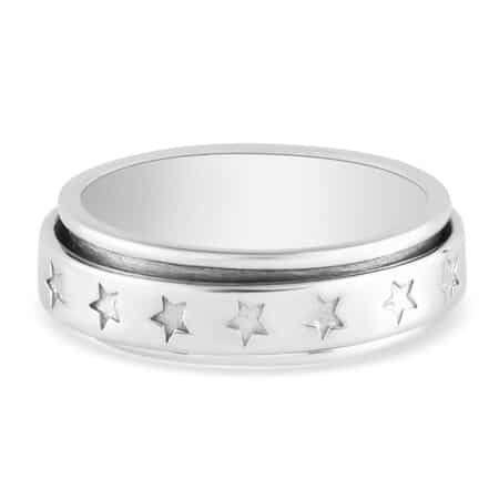 Sterling Silver Stars Spinner Band Ring, Promise Rings (Size 5.0) 6.20 Grams image number 0