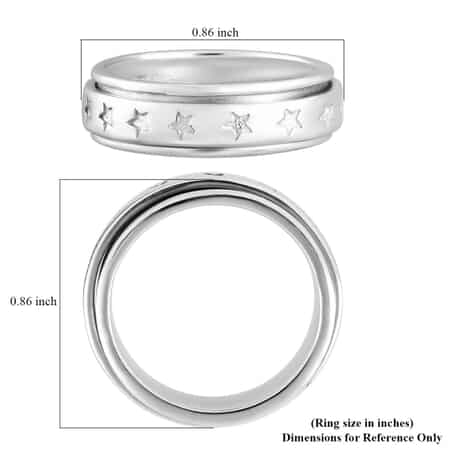 Sterling Silver Stars Spinner Band Ring, Promise Rings (Size 5.0) 6.20 Grams image number 8