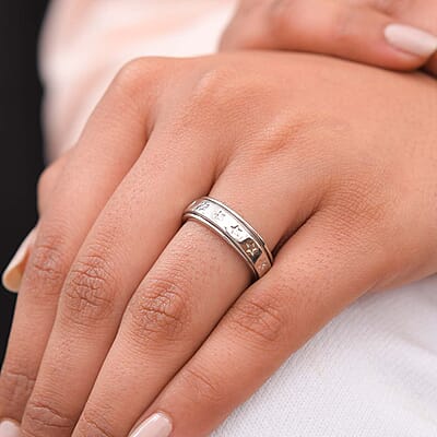 D'Joy Stars Spinner Band Ring in Sterling Silver Promise Rings (Size 6.0) 6.20 Grams