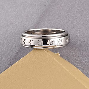 D'Joy Stars Spinner Band Ring in Sterling Silver Promise Rings (Size 6.0) 6.20 Grams