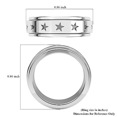 D'Joy Stars Spinner Band Ring in Sterling Silver Promise Rings (Size 6.0) 6.20 Grams